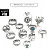 Silver Retro Punk Boho Ring Set 74