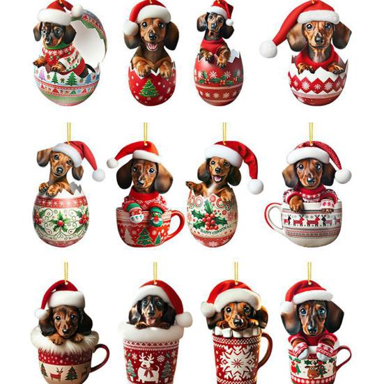 Dachshund Advent Calendar 2025 24 Days Christmas Countdown Calendar with Funny Cup Dachshunds Pendants Collectible Acrylic Xmas Tree Ornaments Set