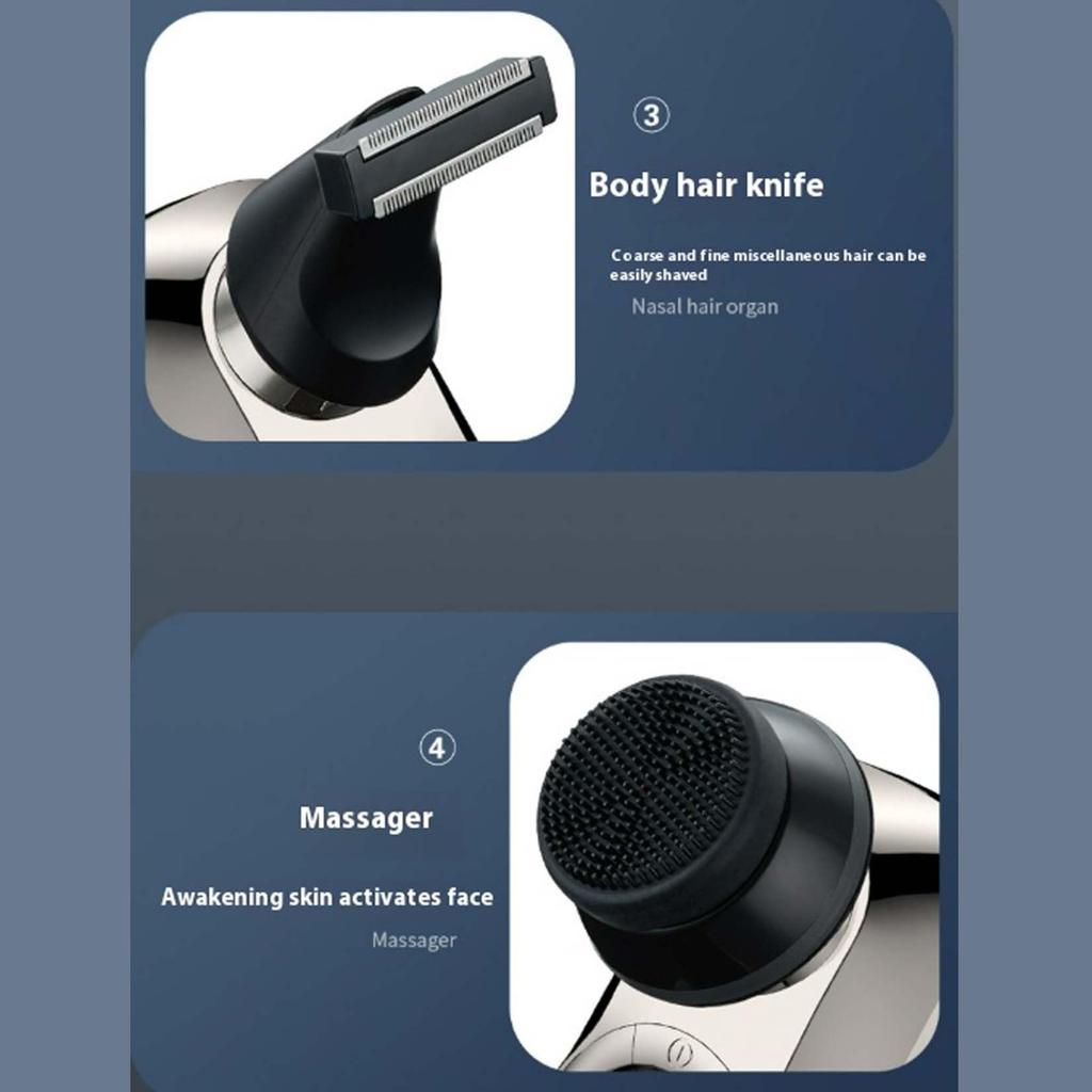 Бритва с плавающей головкой 9D, Съемные бритвы 6-в-1, Водонепроницаемая IPX7 для влажного/сухого бритья, Интеллектуальный светодиодный дисплей, Перезаряжаемая беспроводная