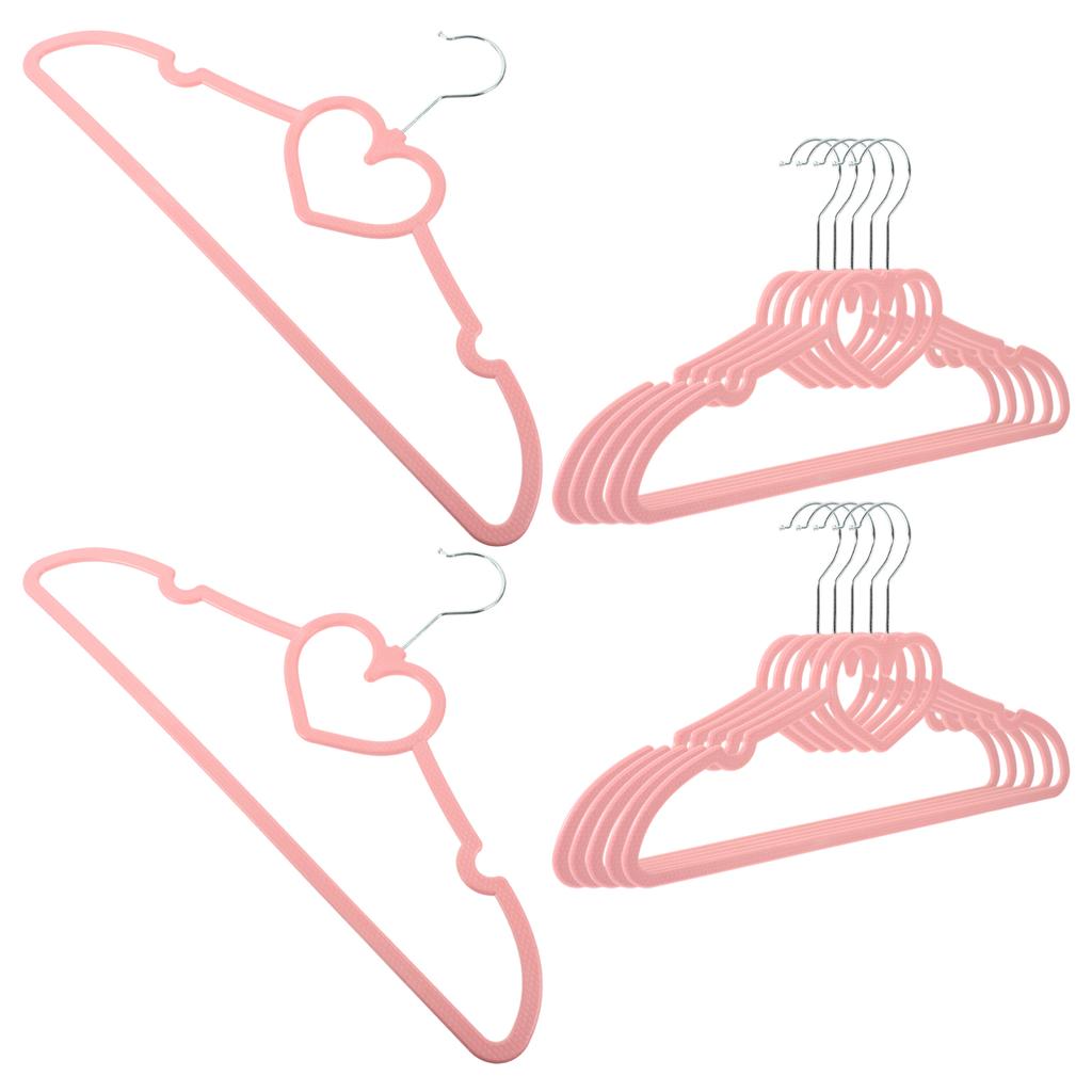 20 Pcs Heart Shaped Hanger Portable Bright Color Clothes Hanger Plastic Wardrobe Storage Home Ganization Non Slip Closet