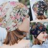 (H0827)Women India Muslim Stretch Turban Hat Lace Hair Print Loss Head Scarf Wrap
