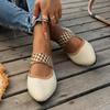 Knitted Color-block Women's Flat Shoes Dressy Ballet Flats Casual Striped Straps  Pointed Toe Loafers Female
