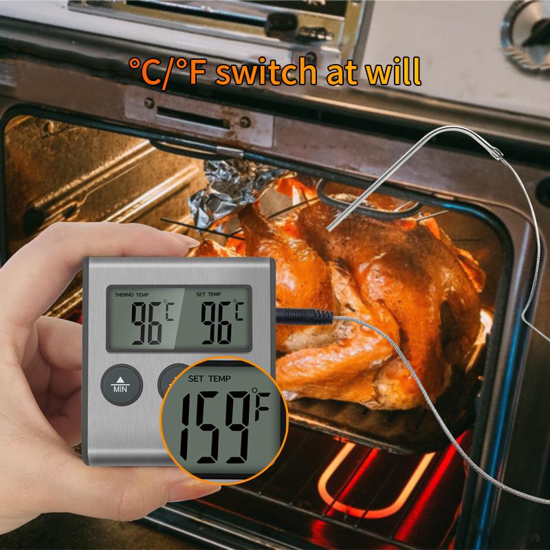 Kitchen Digital Cooking Thermometer Meat Food Temperature for Oven BBQ Grill Timer Function with Probe Heat Meter for Cooking