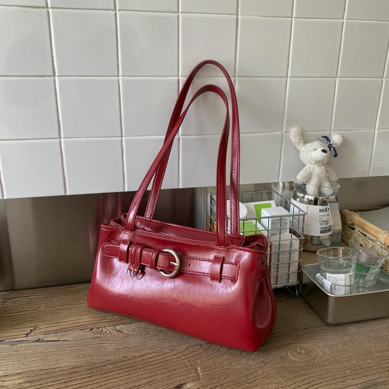 Сумка большой вместимости женская осенне-зимняя универсальная 2025 новая простая корейская версия нишевый дизайн одно плечо сумка-подмышка метод палка сумка