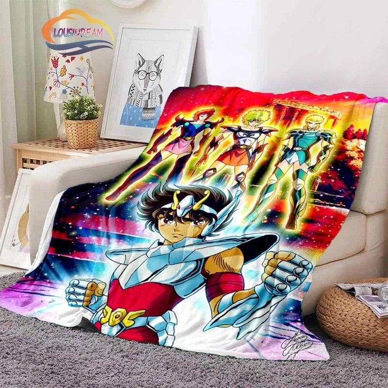 Classics Animated Character Seiya Patterned Wool Blanket Cartoon Saint Seiya Series Children Shawl and Sofa Super Soft