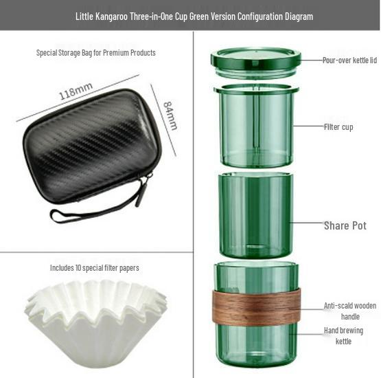 Portable 3-in-1 Retro Pour-Over Coffee Maker Set with Filter Cup