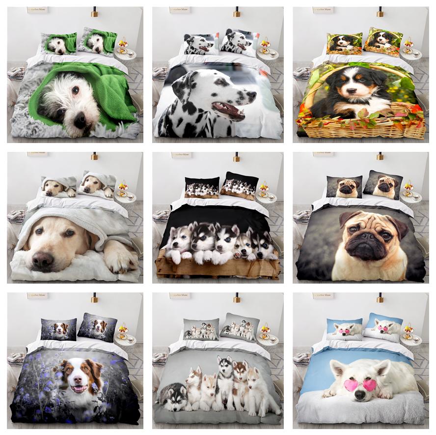 Комплект постельного белья с 3D узором для домашних животных, пододеяльник для собаки, 2/3, ткань из микрофибры, AU/EU/US/UK/DE, полный размер, мягкий быстросохнущий домашний костюм