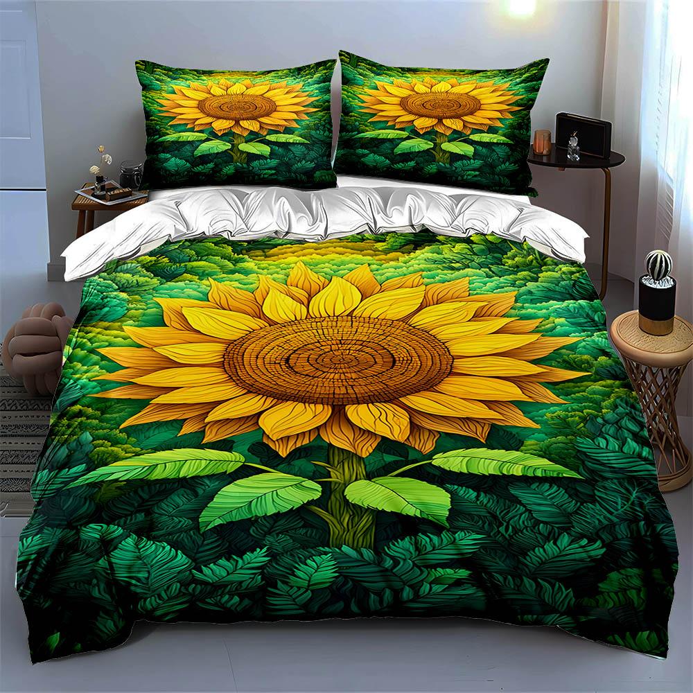 Vibrant sunflower foliage. Bedding Duvet cover sets Duvet covers Pillowcases gifts (1 * Duvet Cover 2 * Pillowcases, without duvet insert)