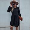 Temperament and Elegance Outer Wear Fashion Women's Long Sleeve Black Loose Dresses