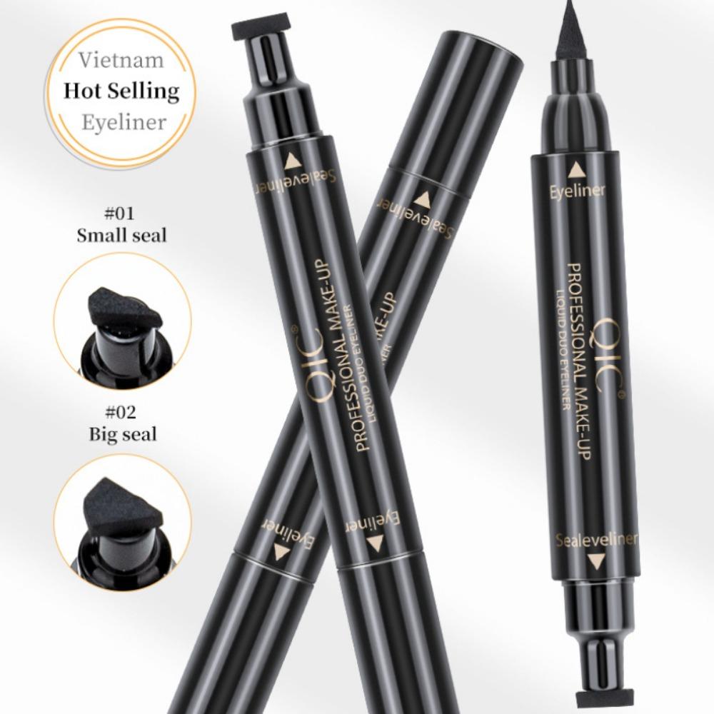 QIC Double -headed Seal Eyeliner, Waterproof Without Fainting Triangular Wing Tail Seal Eyeliner Pen