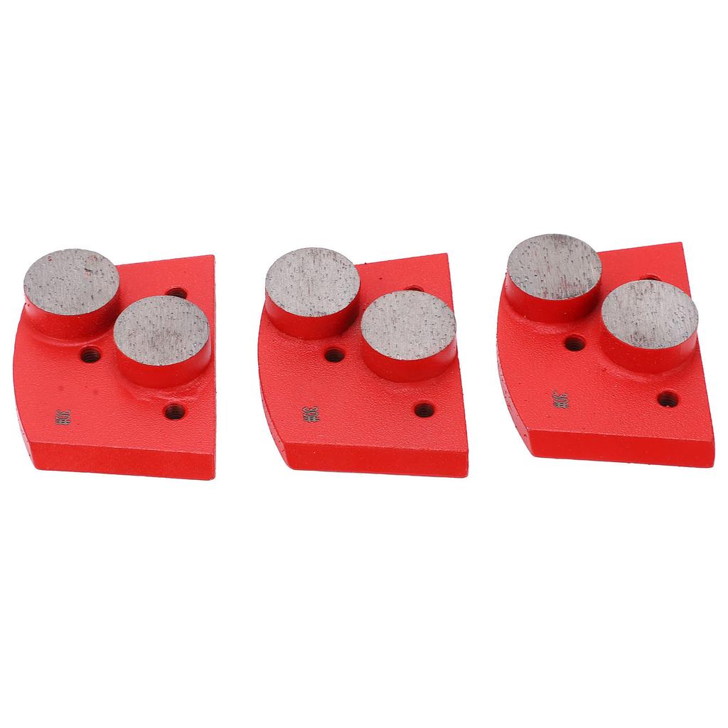 3Pcs Diamond Grinding Pads Red Trapezoid 30# Grit 2 Cylindrical Teeth for Concrete Polishing