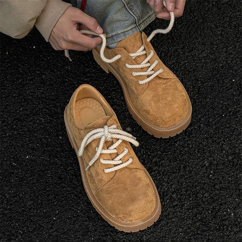 2025 Spring New Men's Design Sense Fashionable Versatile Men's Shoes Round Head Height Commuter Men's Shoes 44109-J