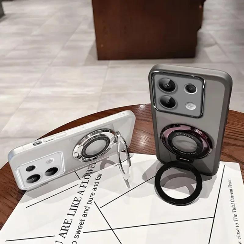 For Magsafe Magnetic Stand Holder Silicone Case For Funda Infinix Hot 50 Pro Plus Hot50 Pro+ 50Pro 50i I 4G 5G Transparent Cover