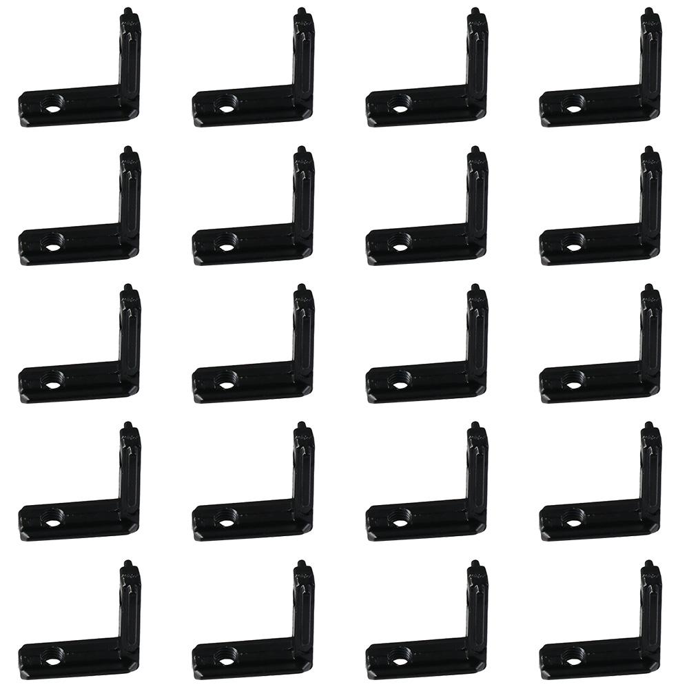 20pcs Black Interior Inside 2020 Series L-Shape Joint Bracket with Screws Corner Connector 20x20 Series Aluminum Extrusion