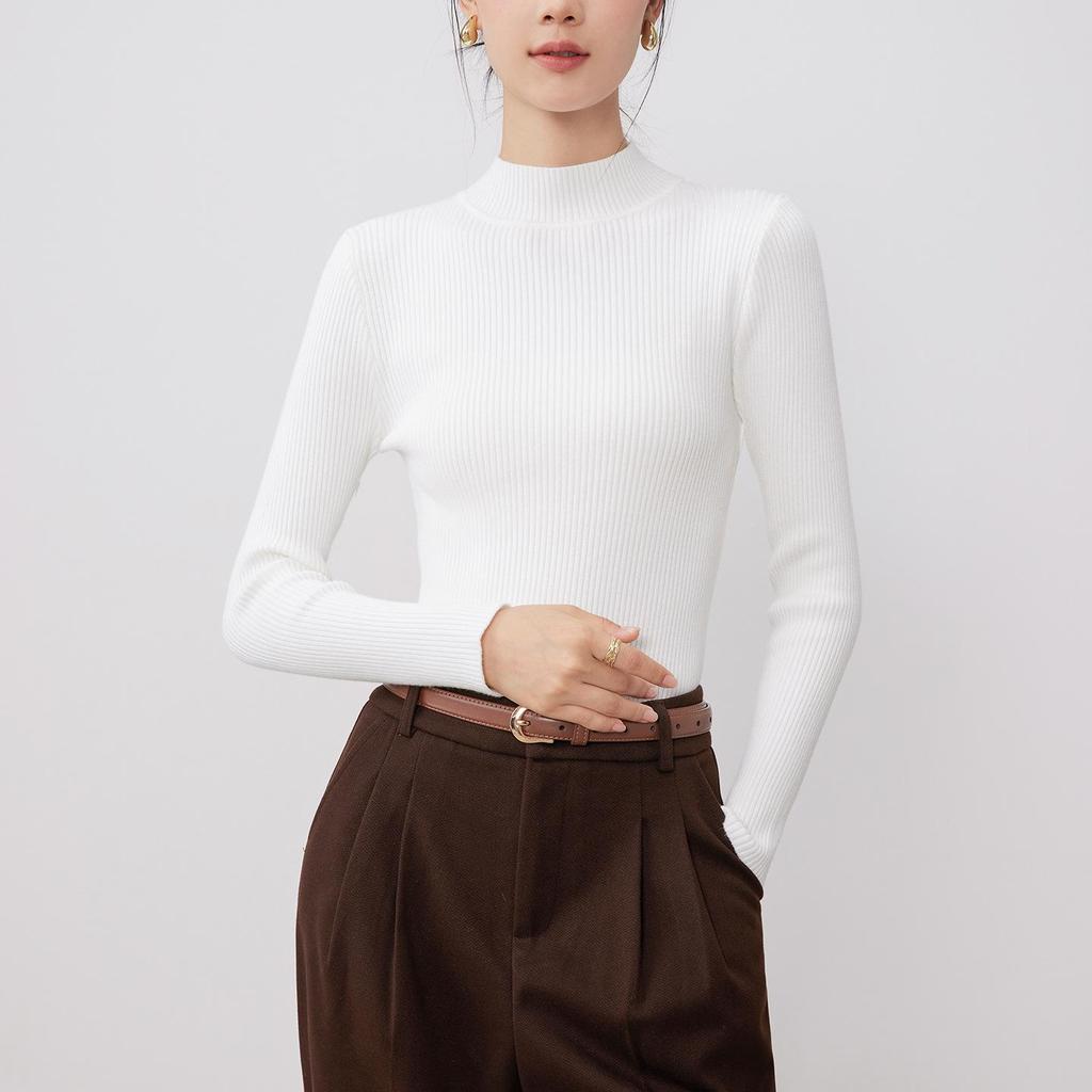 Women's Long Sleeve High-Neck Slim Fit Knit Sweater - 2025 Autumn/Winter Collection
