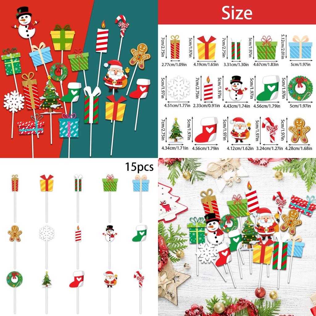 Набор рождественских флажков для торта из бумаги для праздничной выпечки и украшения десертов