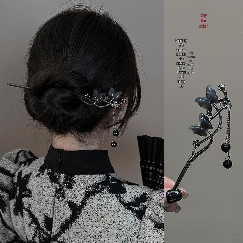 High-End Retro Chinese Tassel Hairpin for Women - Versatile Alloy Hair Clip for Elegant Updos
