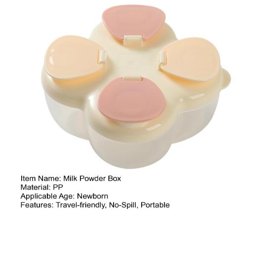Коробка для сухого молока Портативный диспенсер для детской смеси с 4 отделениями Непросыпающийся контейнер для детских закусок