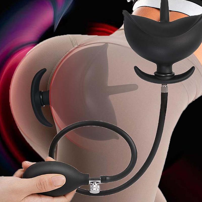 Inflatable Anal Plug Flower Shape Removable Butt Plug Anus Dilator Expander Anal Dildo for Unisex Gay Sex Game Prostate Massager