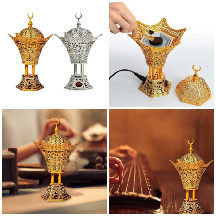 Элегантные Арабские Электрические Благовонницы Золотое Покрытие Улучшает Атмосферу Дома Высокие Температуры