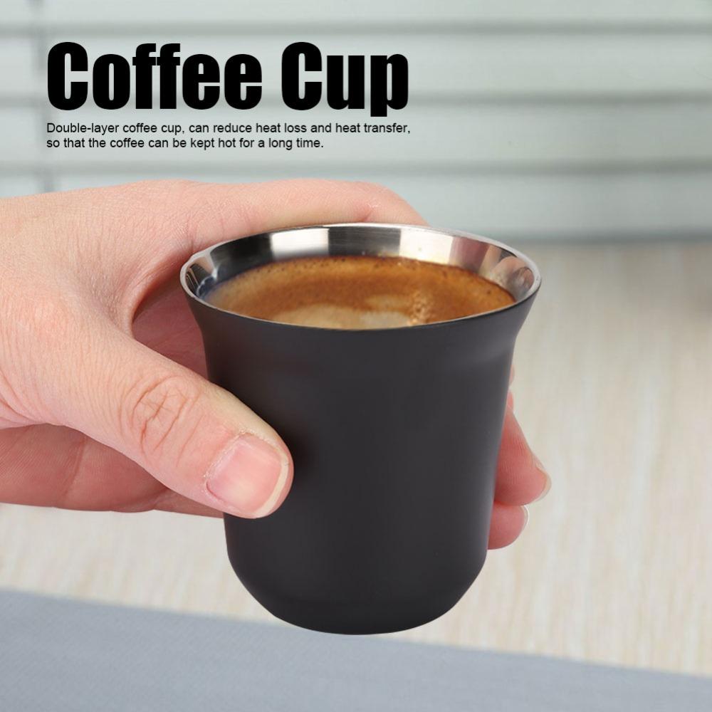 Matte Black Double Layer Coffee Cup Double Wall Espresso Cups Espresso Drinking