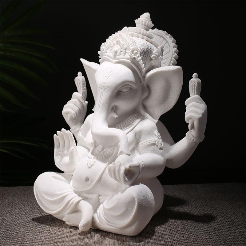 Ручная работа Песчаник Ганеши Будды Слон Статуэтка Фигурка для Дома и Офиса Декор