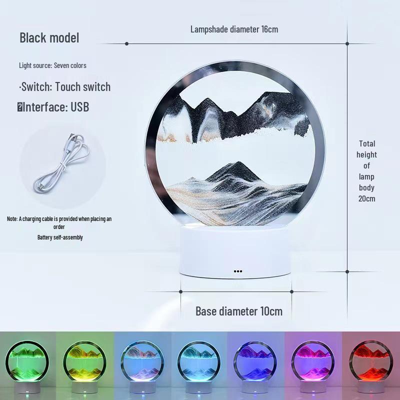 Ночной светильник в виде песочных часов: Лампа с картиной из зыбучего песка для украшения спальни и прикроватной тумбочки, идеальный уникальный подарок на день рождения лучшей подруги.