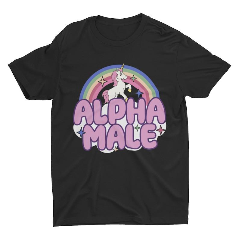 Ironic Alpha Male Unicorn Rainbow Funny Unisex Tshirt Funny Graphic Tee