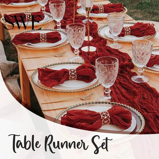 Rustic Table Runner Tablecloth Soft Washable Non-Fading Hand-dyed Wedding Party Decoration