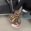 Fashion Warm Fur Flats Women's Slippers Fashion Square Toe Winter Ladies Elegant Street Style Leopard Print Shoes