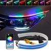 2Pcs Car LED Headlight Strips Super Bright Flexible Waterproof Easy Installation LED Daytime Running Light Strips With App Control Auto Accessories