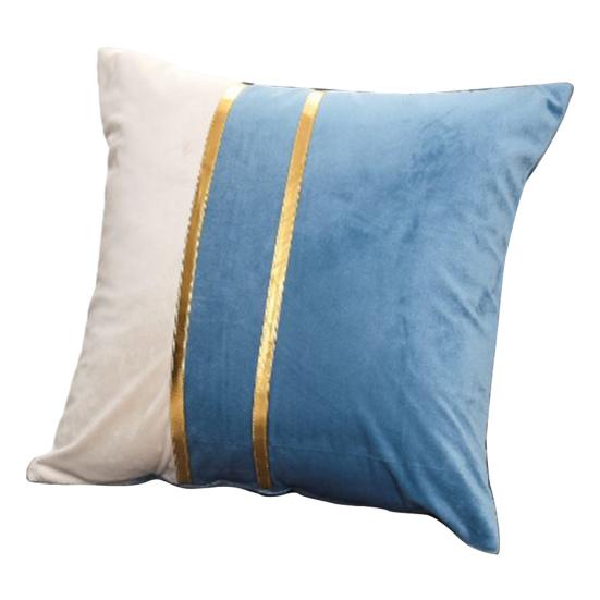 Pillow Case Plush Two-color Splicing Throw Pillow Cover Soft Stylish Decorative Cover with Hidden Zipper for Home