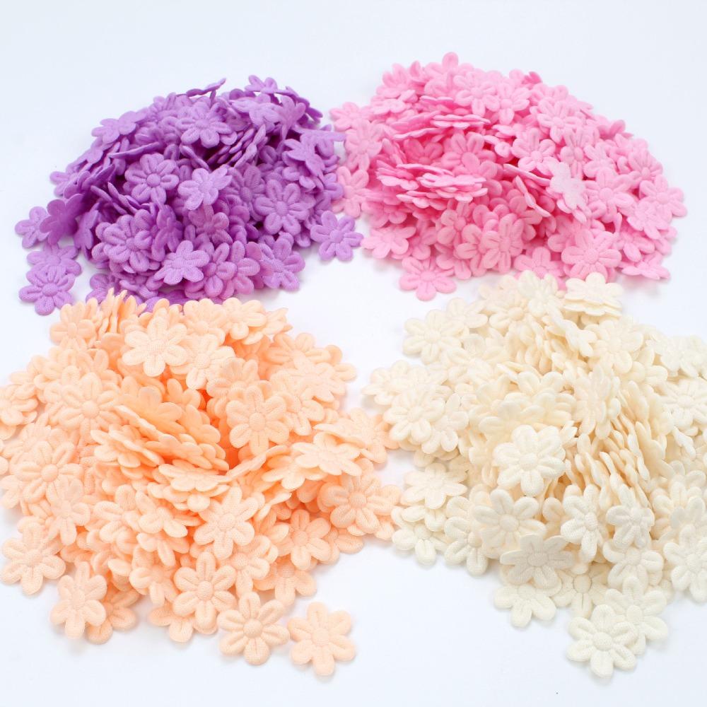 100 шт. 2 см наклейки для бижутерии из ткани пятилепестковые цветочные шпильки аксессуары