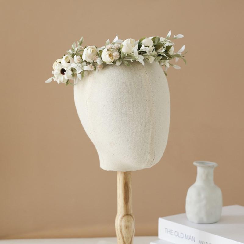 Винтажный искусственный венок в стиле бохо, регулируемый ободок для волос, имитация цветочной гирлянды, свадебный цветок