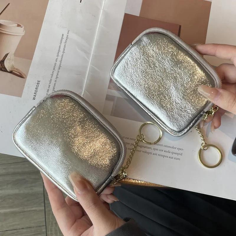 Small Money Bag Female Zipper Storage Bags Pouch Women Clutch Mini Coin Purse Genuine Leather Wallet Credit Card Cash Holder