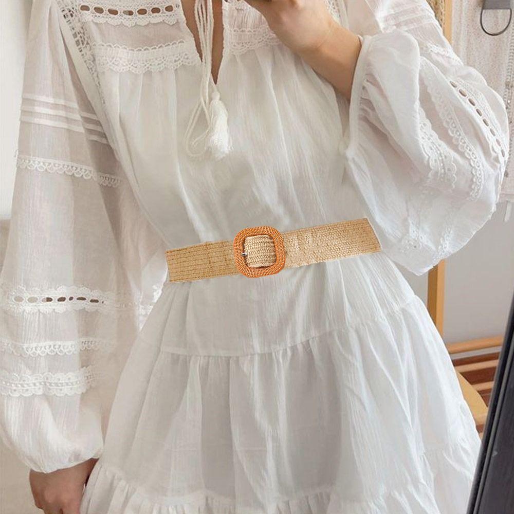 Fashion Bohemian Summer Waistband Straw Woven Belt Braided Belts Waist Belt