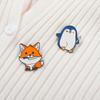 Funny Cartoon Fox Knife Art Brooches Enamel Metal Badges Animal Pins Backpack Hat Shirt Lapel Pin for Kids Women Bag Clothes DIY