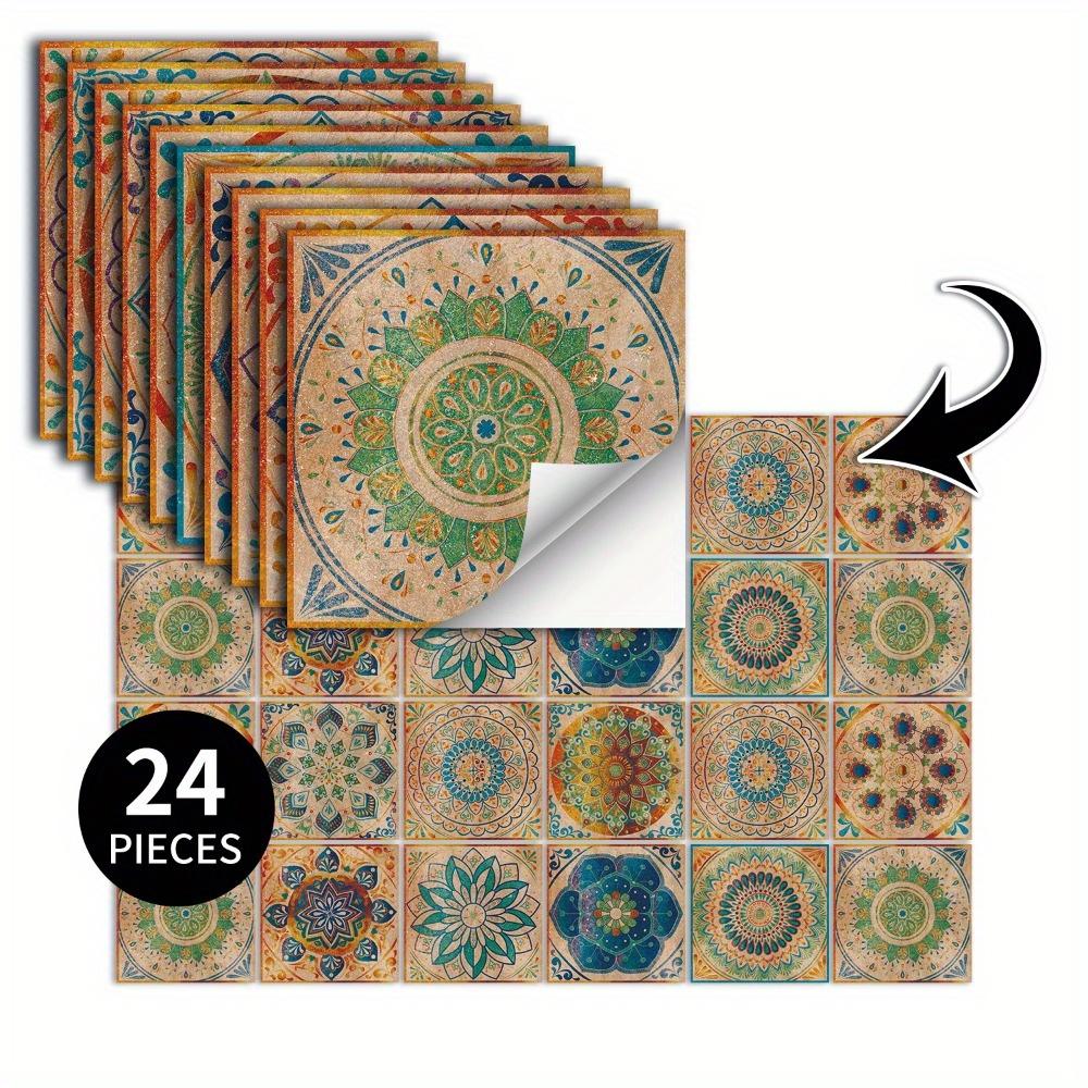 24 шт. Винтажные самоклеящиеся наклейки на керамическую плитку, отклеивающиеся и приклеивающиеся водонепроницаемые обои для фартука, настенные наклейки, декоративная плитка для кухни, ванной комнаты