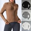 Women Sports Jacket Full Zip High Elasticity Yoga Jacket Stand Collar Slimming Fitness Top for Running