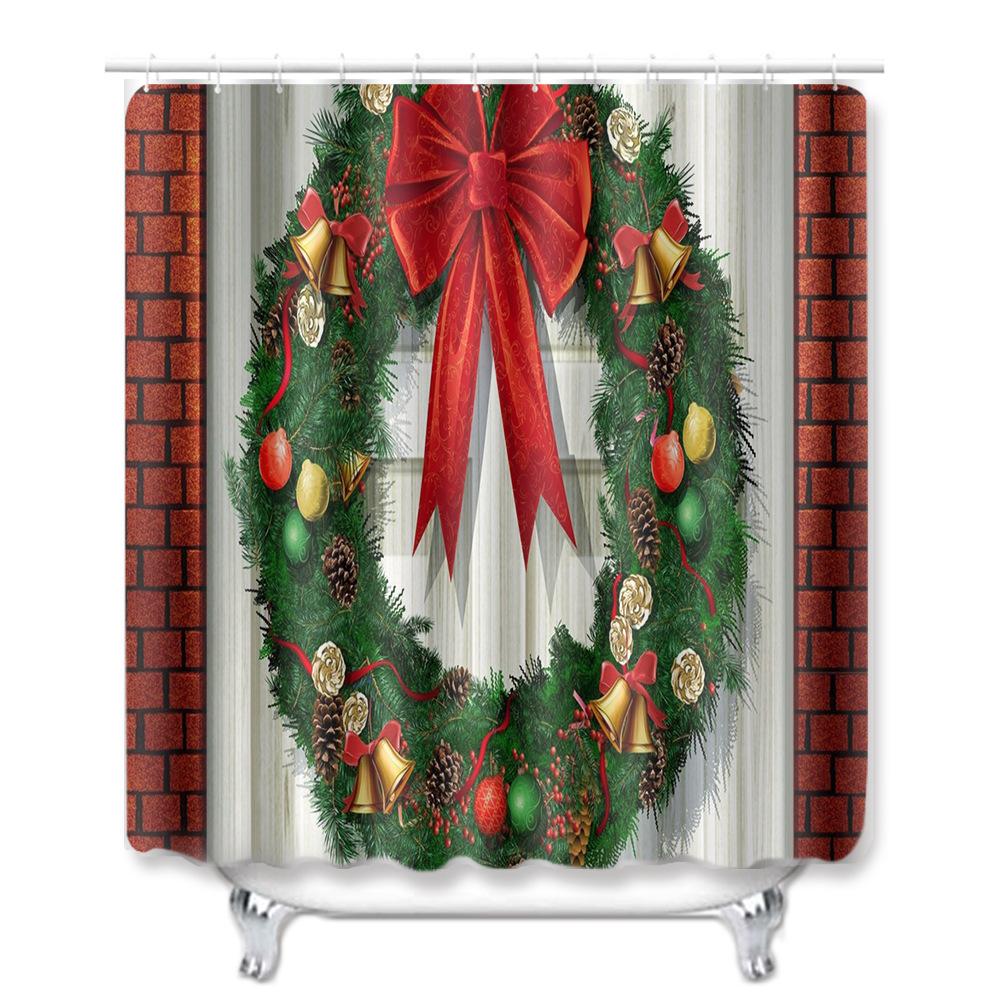 Christmas Bathroom Shower Curtain Toilet Floor Mat Four-Piece Bathroom Non-Slip Door Mat Kitchen Bedroom Absorbent Carpet