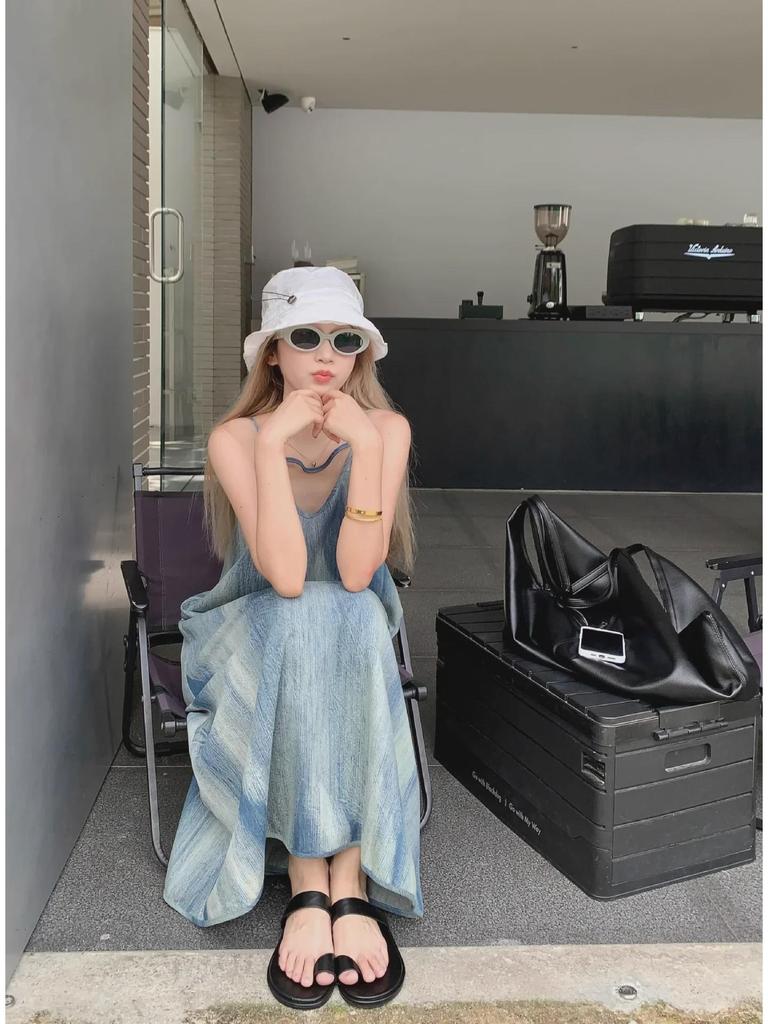 Женское платье-подтяжка с французским узором тай-дай — облегающее и свободное, летняя пляжная одежда для моря