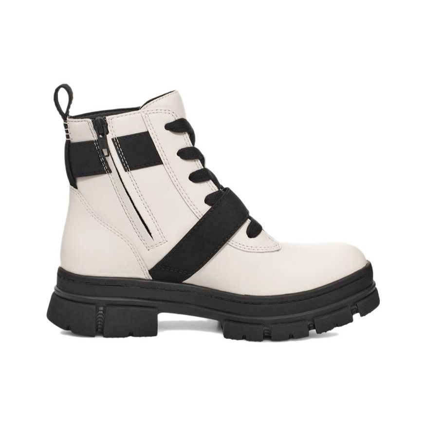 UGG Кожаные Модные Повседневные Короткие Ботинки Челси Женские ботинки Белые 1133892-WHT