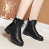 Soft Leather Platform Martin Boots Women's Autumn and Winter Leather Shoes, New Short Boots Thick Heel Women's Boots Winter Velvet Women's Boots
