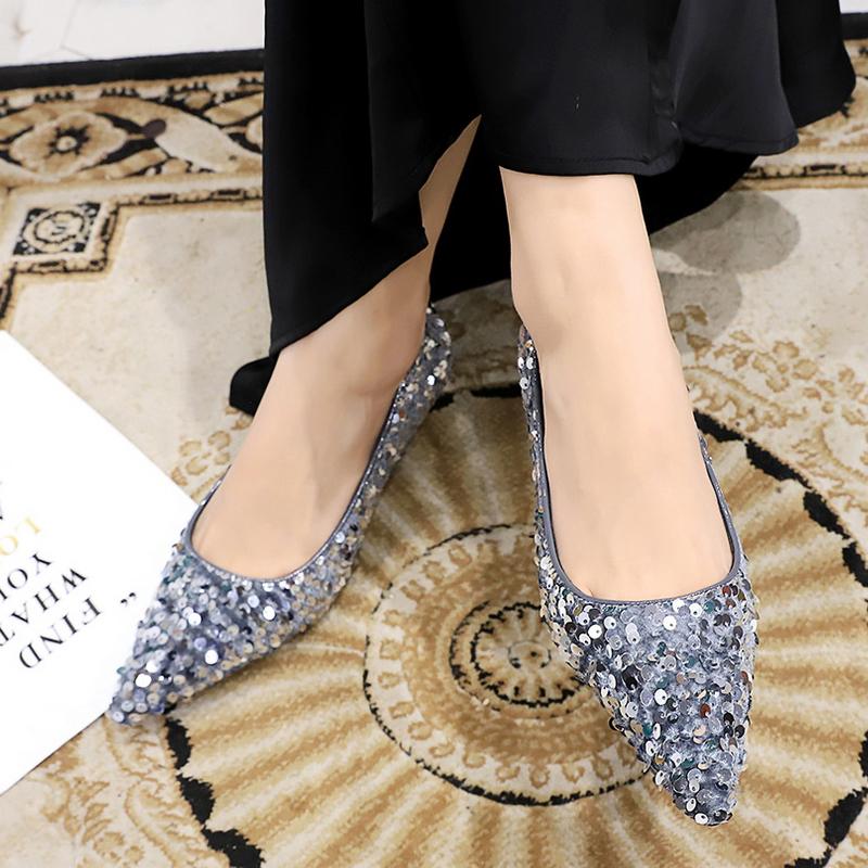 Shoes New Sequin Women's Shoes Sparkling Women Pumps Fashion Kitten Heels 4.5 Cm Low Heeled Luxury Banquet Shoes Size 43
