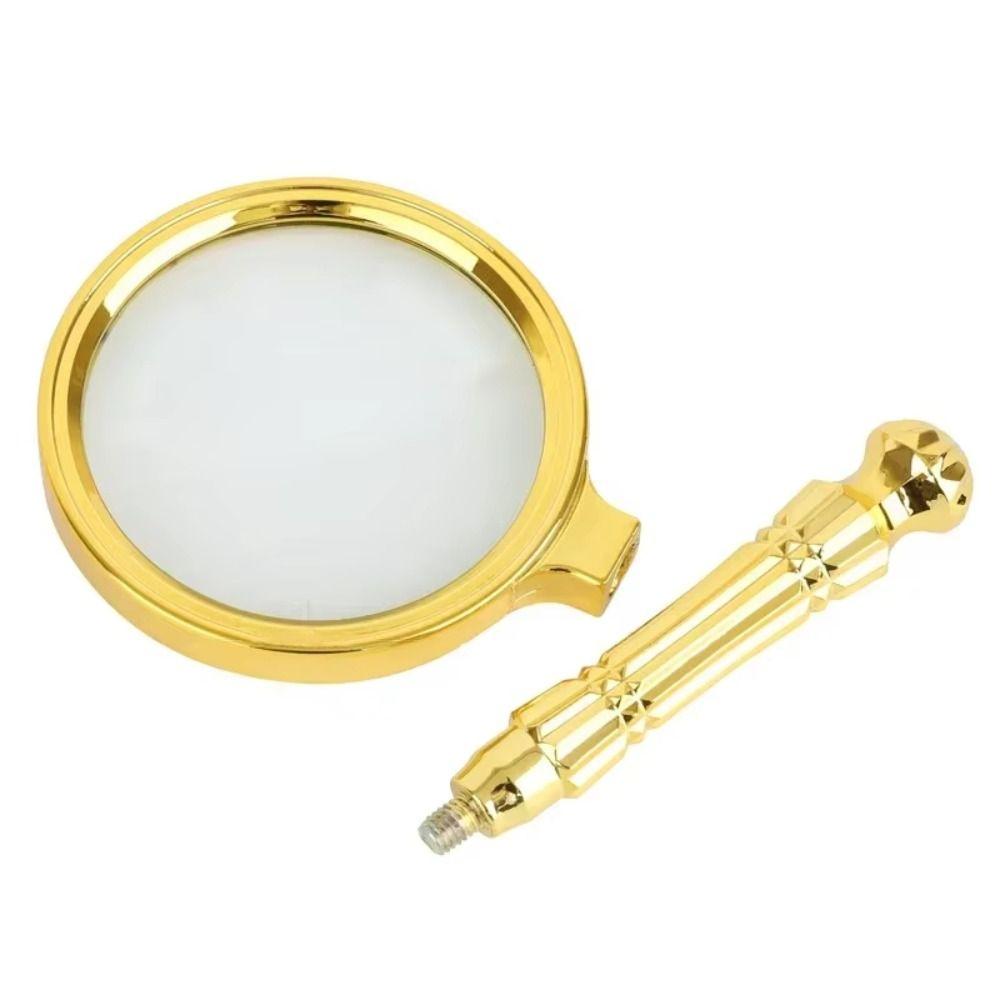 Plastic Loupe Magnifier Gold Delicate Pattern Handle Retro Pocket Tool Newspaper Reading