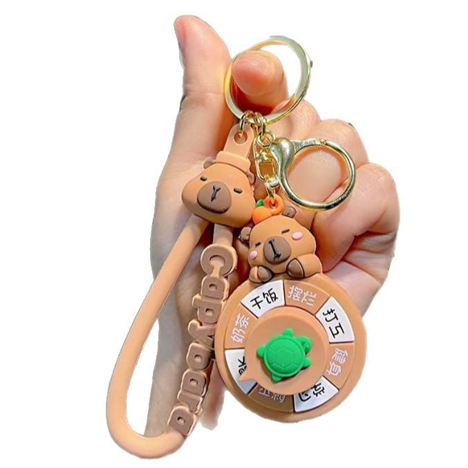 Capybara Spinner Keychain: Free Shipping & Newcomers Save ¥5! Perfect for Car Keys & Backpacks.