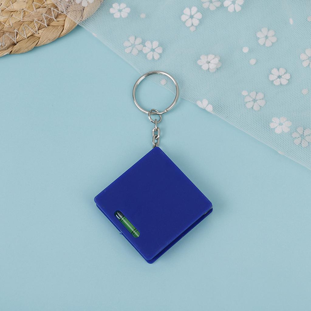 Multifunctional Key Rings Tape Measure Square Steel Ruler with Horizontal Bubble Level & Plastic Housing for Household
