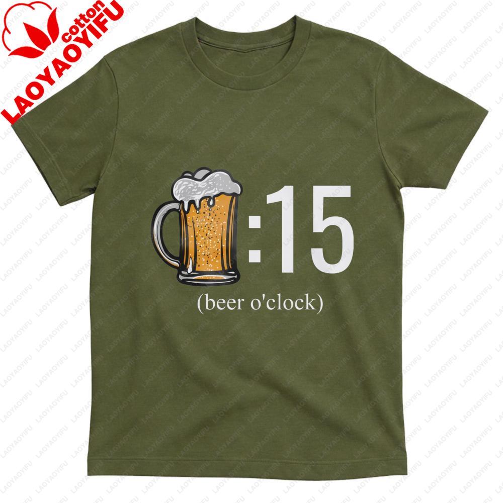 Мужская футболка Beer Oclock Хлопок Летняя футболка Повседневная модная футболка для мужчин с дизайном пивной кружки Идеальный подарок для вечеринки