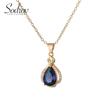 SODROV корейские модные позолоченные ожерелья с подвеской из синего циркона для женщин