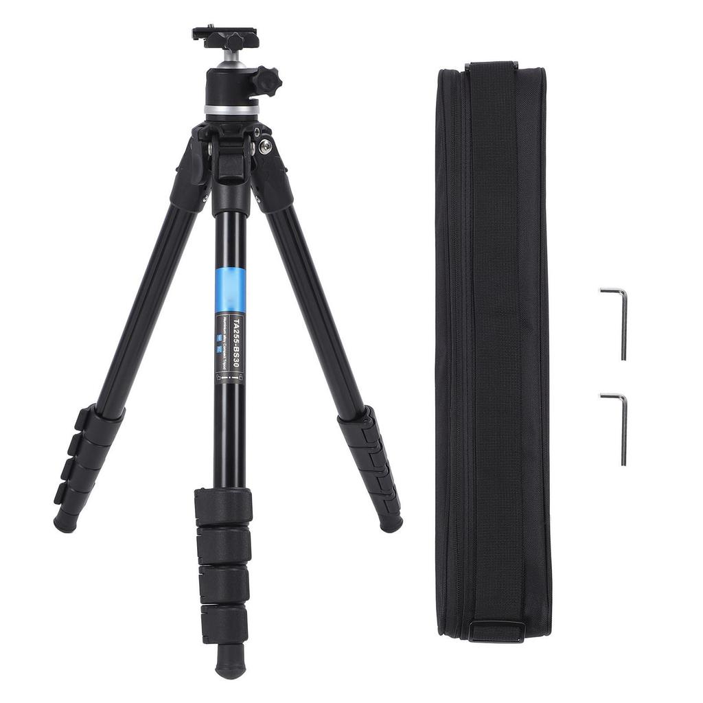 Camera Tripod with Ball Head Center Column Quick Release Plate Aluminum Alloy Travel Tripod for